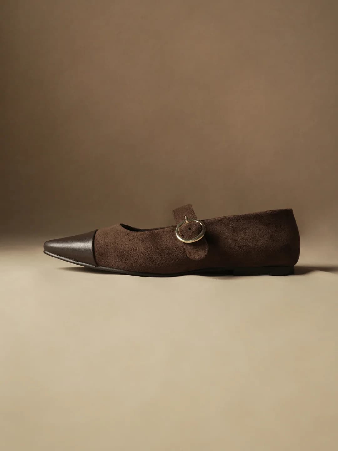 Women's Brown Casual Suede Pointy Toe Slip-Ons Flats