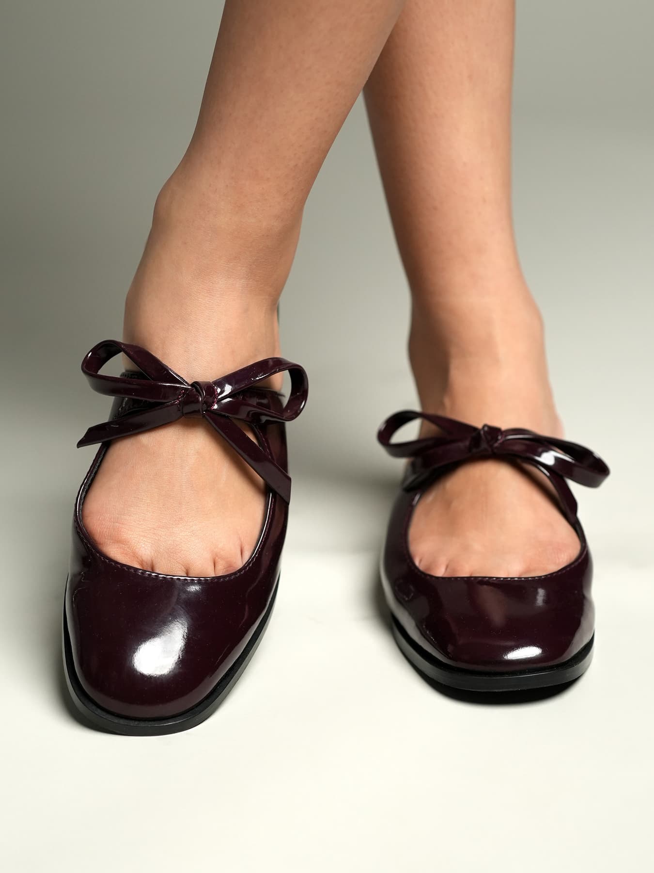 Women's Red Casual Leather Square Toe Mary Janes Flats