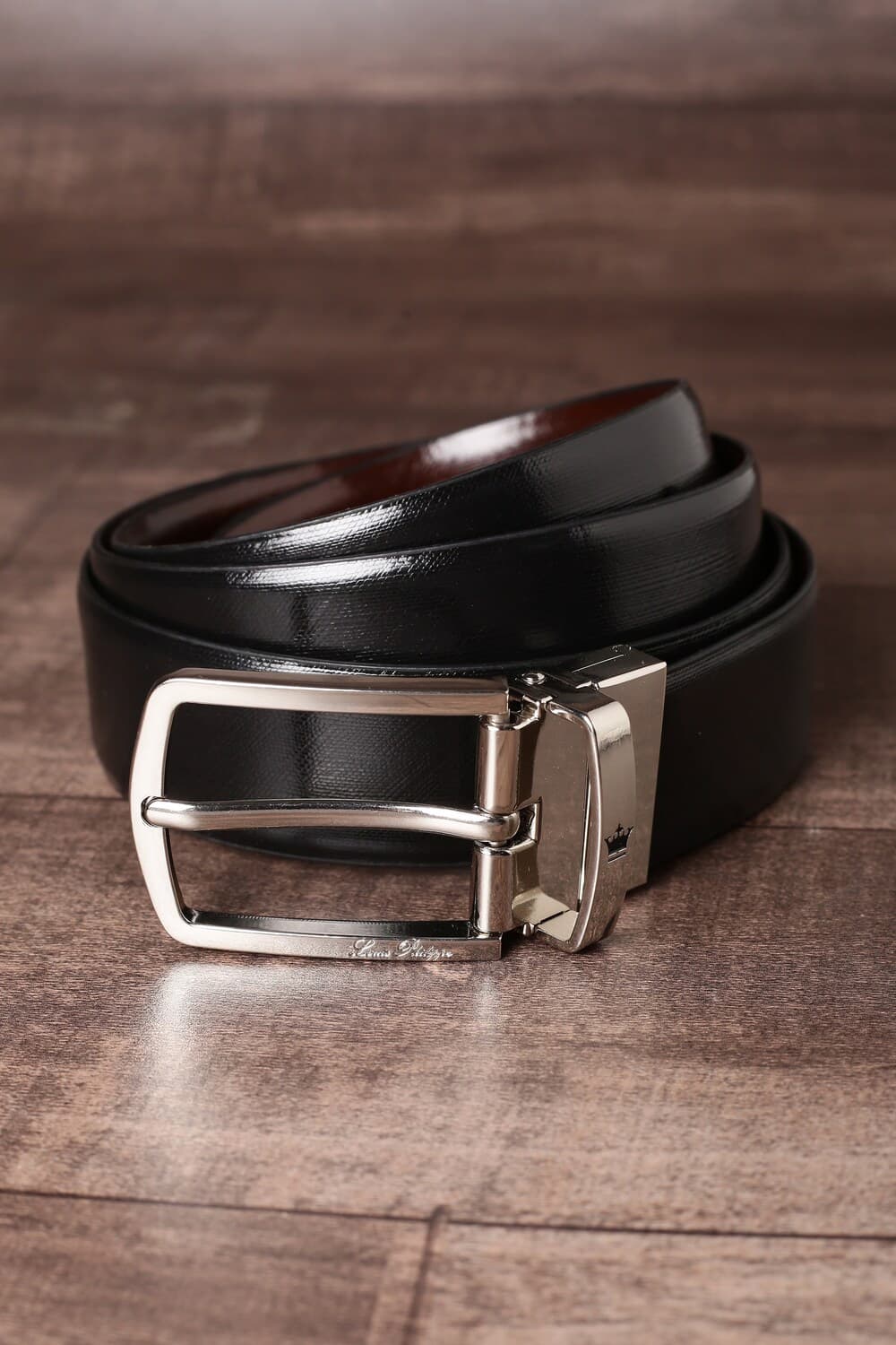 Men's Black & Brown Solid Leather Casual Belt