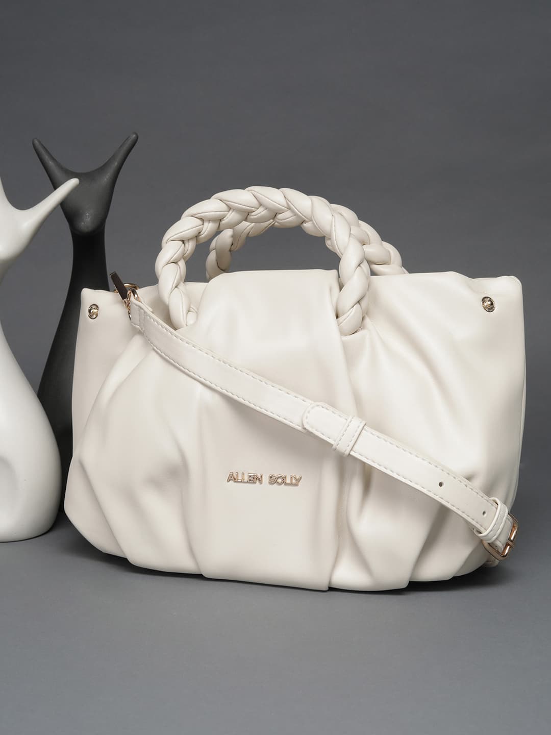 Women's Beige Solid Double Handle Sling Bag