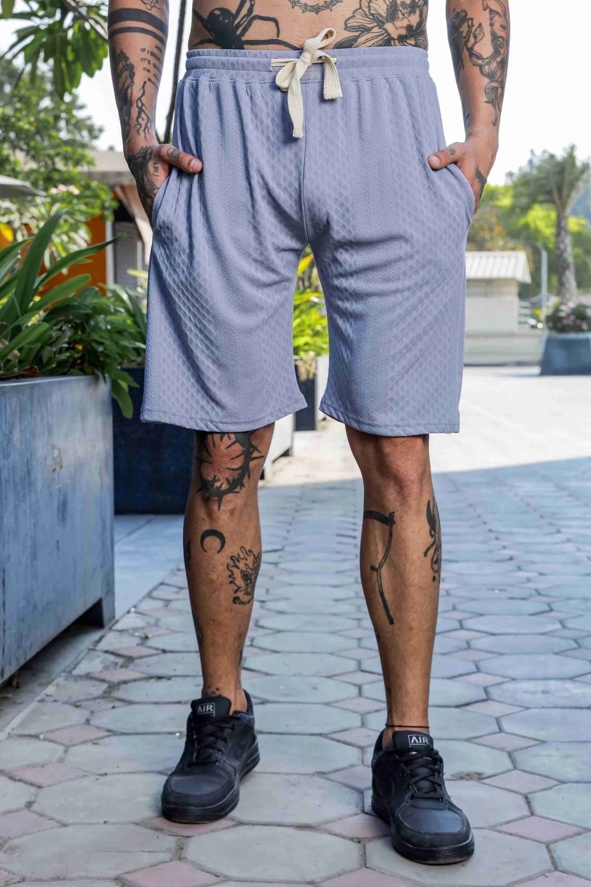 Men's Grey Casual Wear Knitted All-Day Comfort Shorts