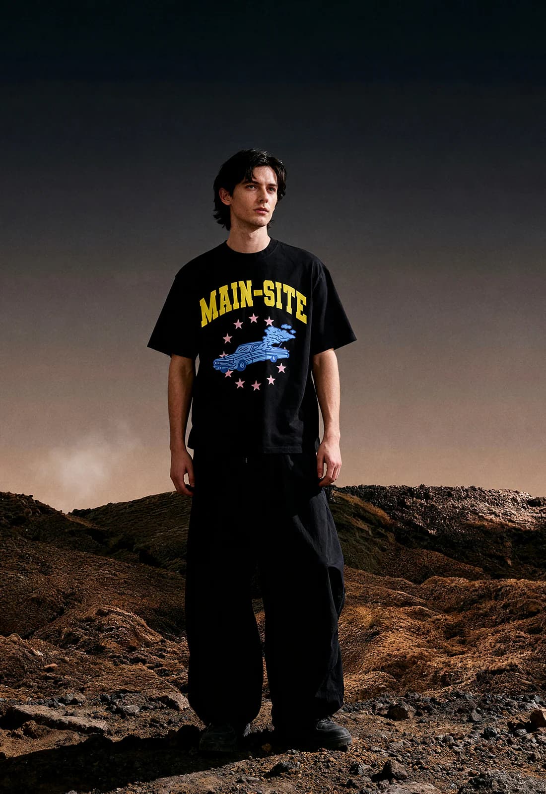 Men's Black Casual Oversized Fit Half Sleeves Cotton Tshirt