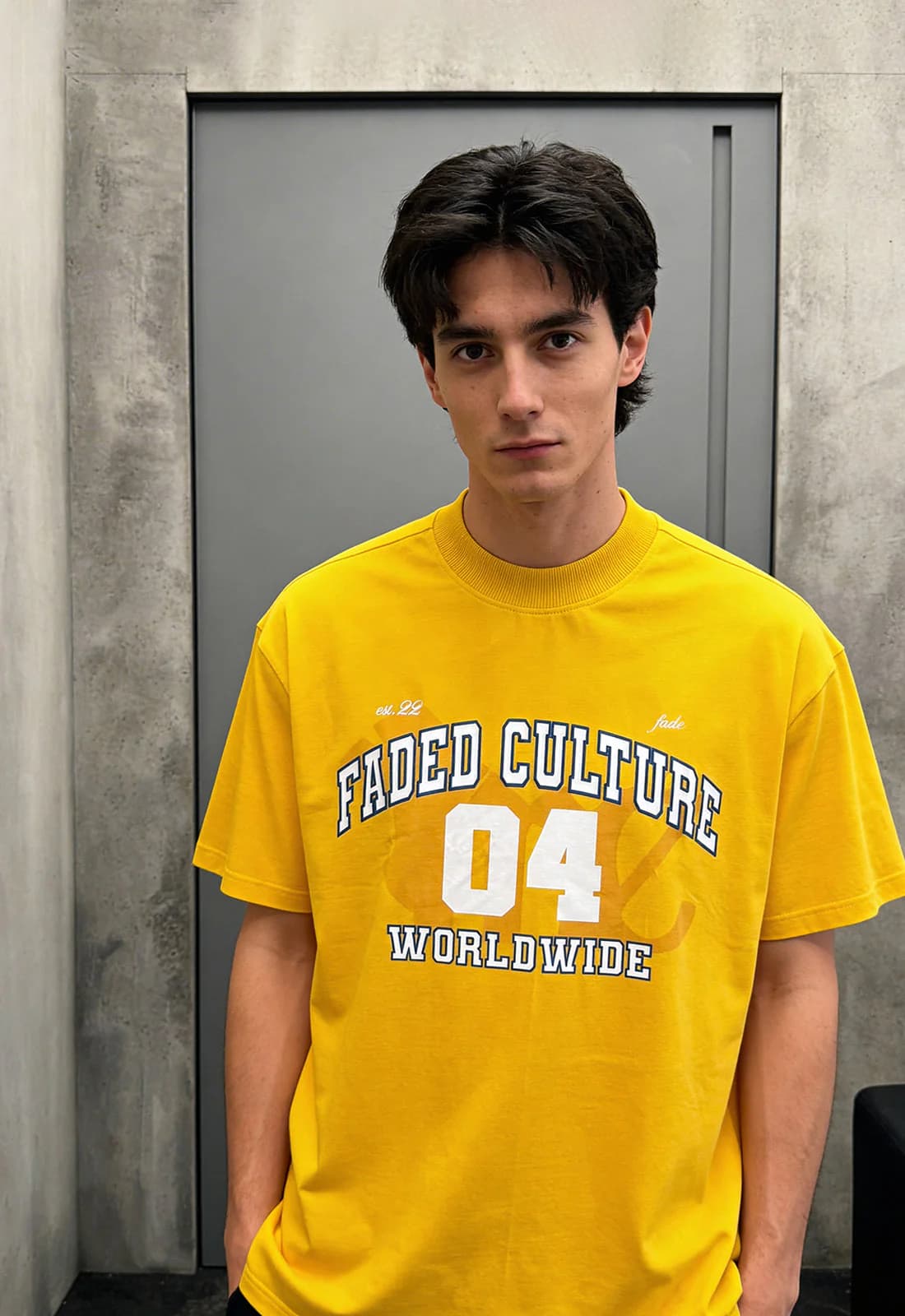 Men's Yellow Casual Oversized Fit Half Sleeves Cotton Tshirt