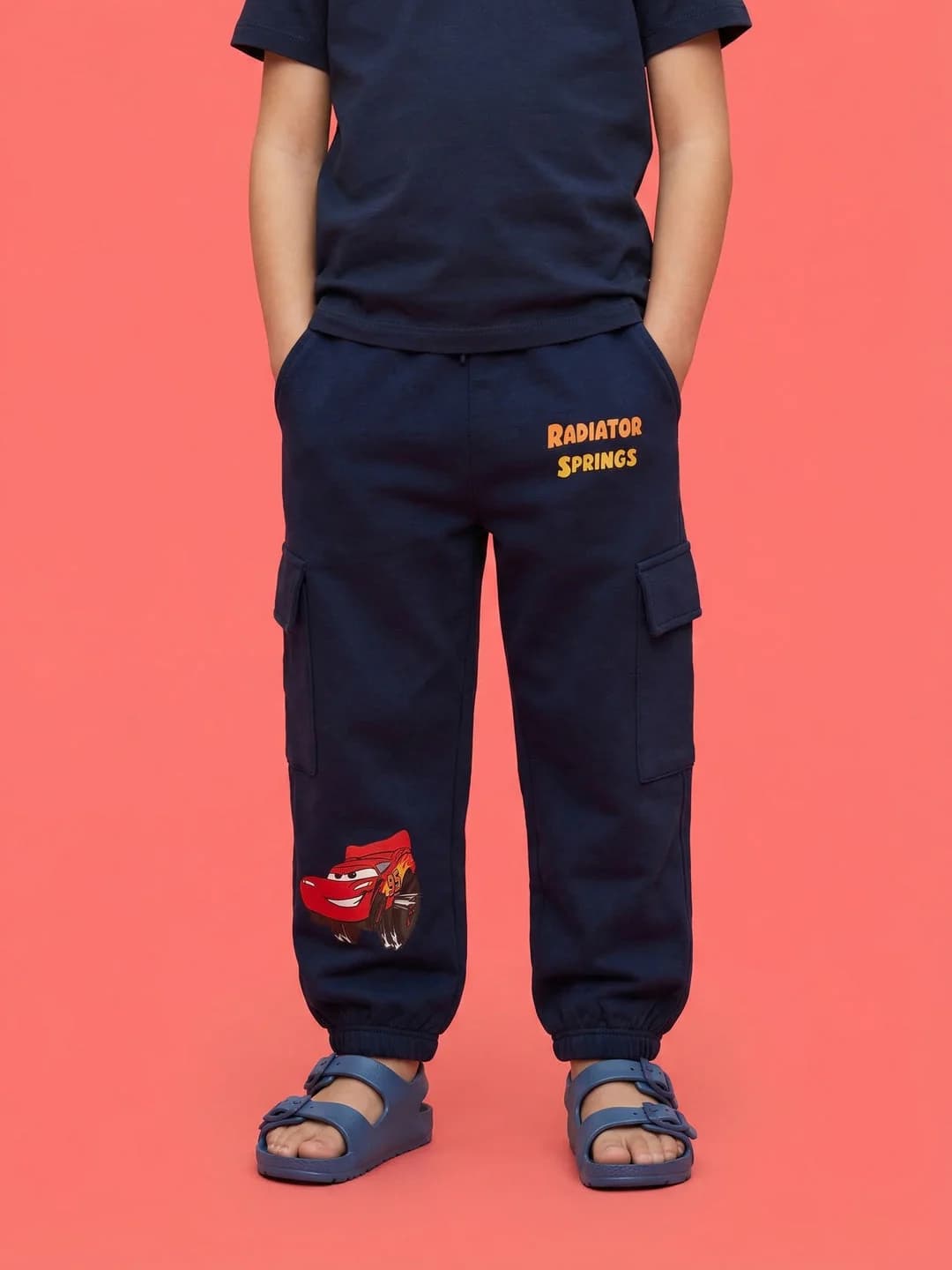 Boys Navy Cotton Disney Cars Placement Print Jogger