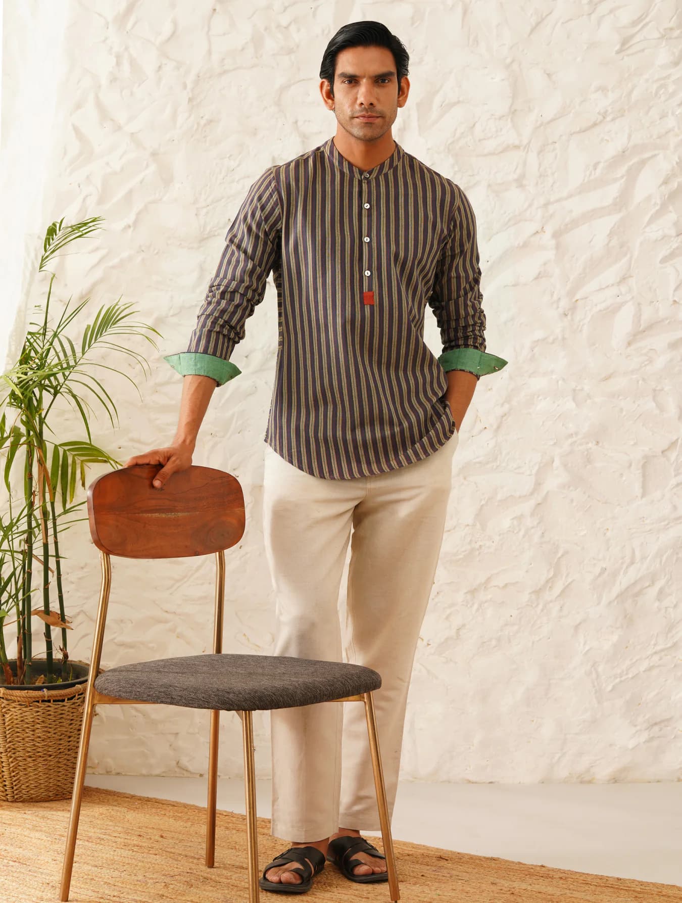 Men's Multicolor Casual Regular Fit Solid Full Sleeves Cotton Kurta