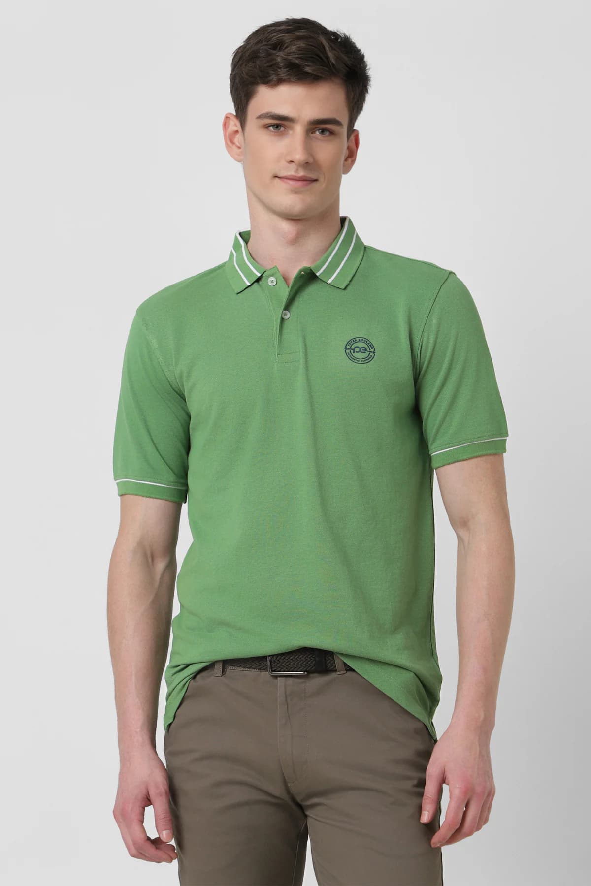 Men's Green Casual Half Sleeves Regular Fit Cotton Tshirt