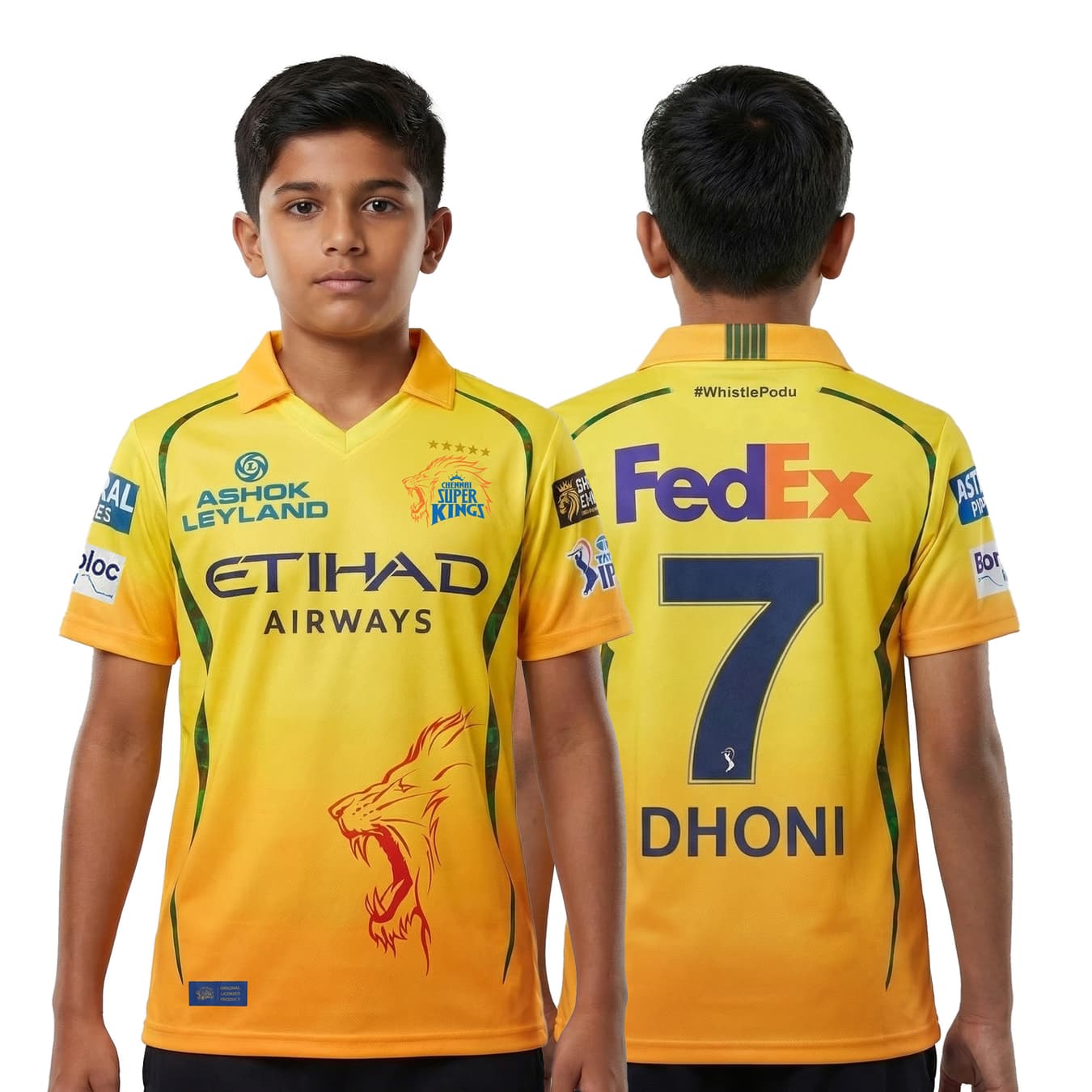 Kids Yellow Chennai Super Kings IPL 2026 Original Fan Jersey