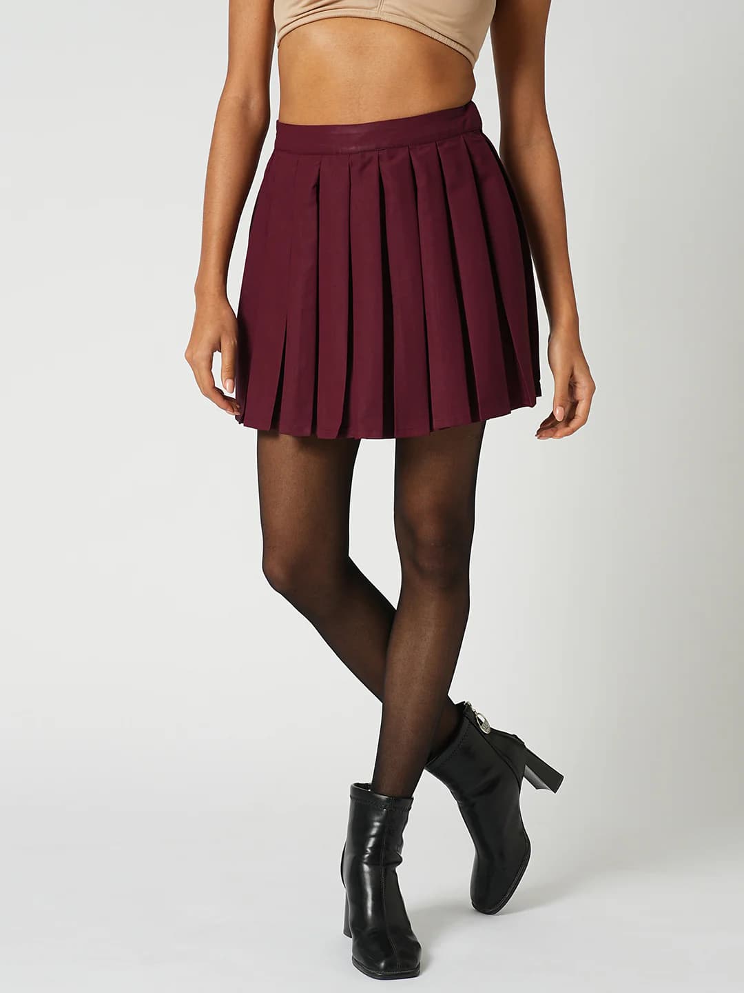 Women's Red Casual Solid Regular Fit High Rise Mini Tennis Skirt