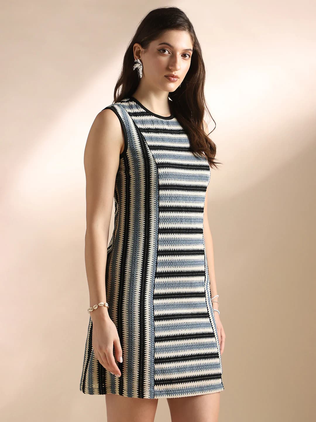 Women's Multicolor Casual Self-Design Sheath Dress