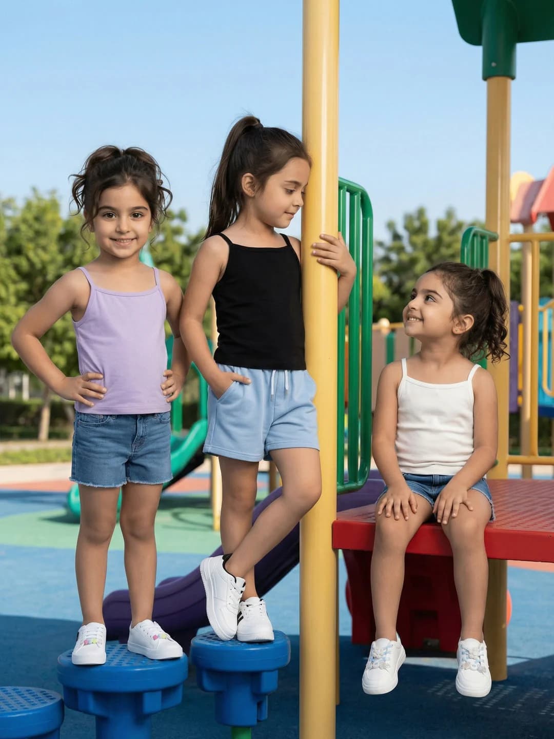 Girls Multicolor Cotton Solid Essentials Camisoles - Pack of 3