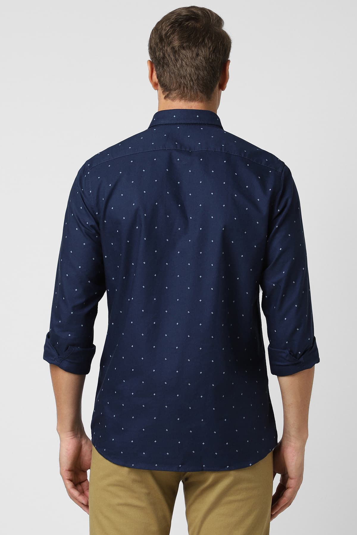 Men's Navy Casual Slim Fit Printed Full Sleeves Shirt