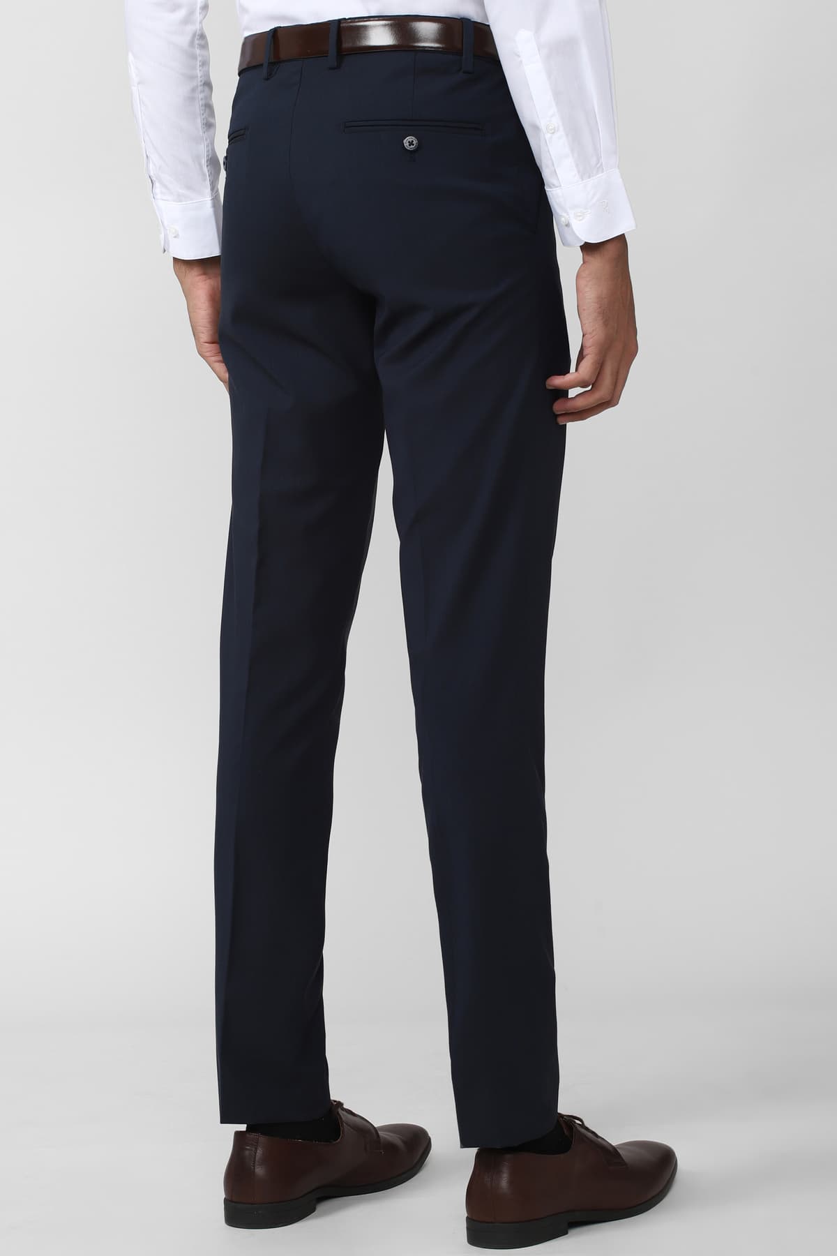 Men's Navy Formal Slim Fit Solid Trouser