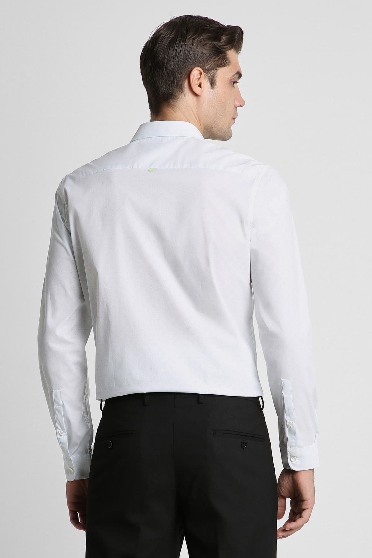 Men's White Formal Slim Fit Printed Full Sleeves Shirt