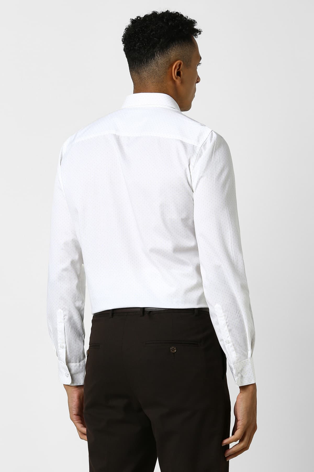 Men's White Formal Slim Fit Printed Full Sleeves Shirt