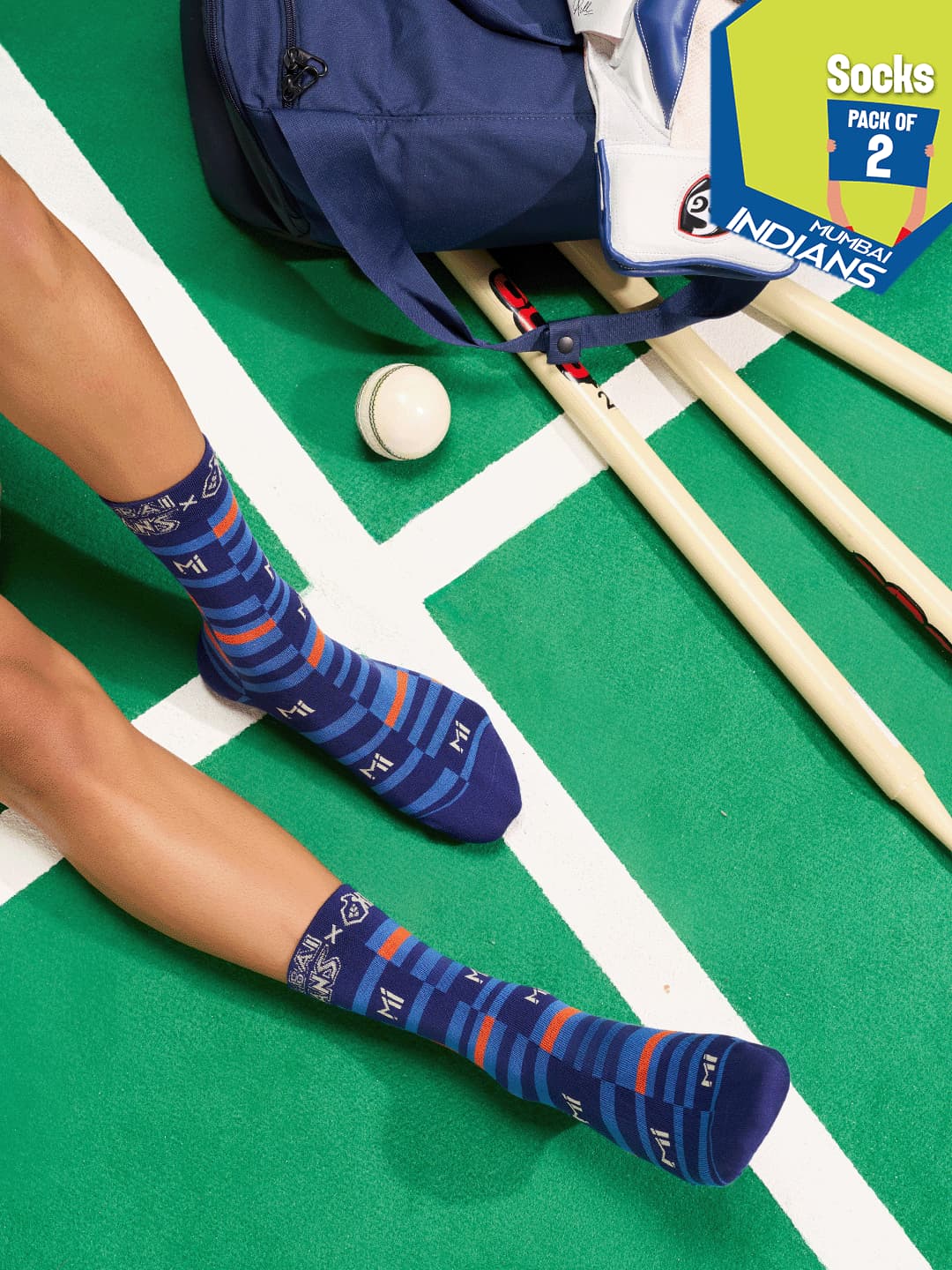 Hexafun x MI Legacy Unisex Multicolor Crew Length Socks - Pack of 2