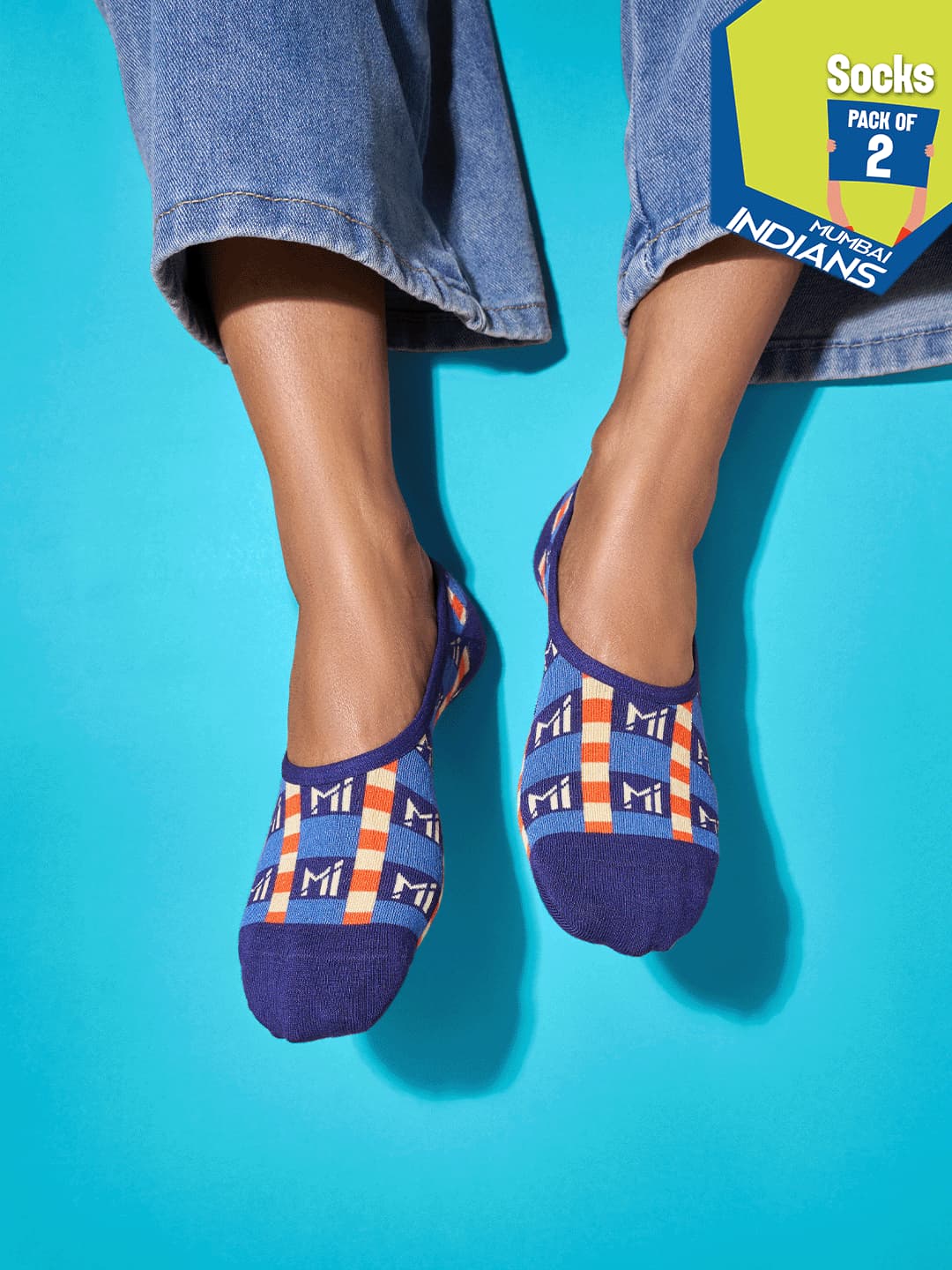 Hexafun x MI Stadium Slayer Unisex Multicolor No show Socks - Pack of 2