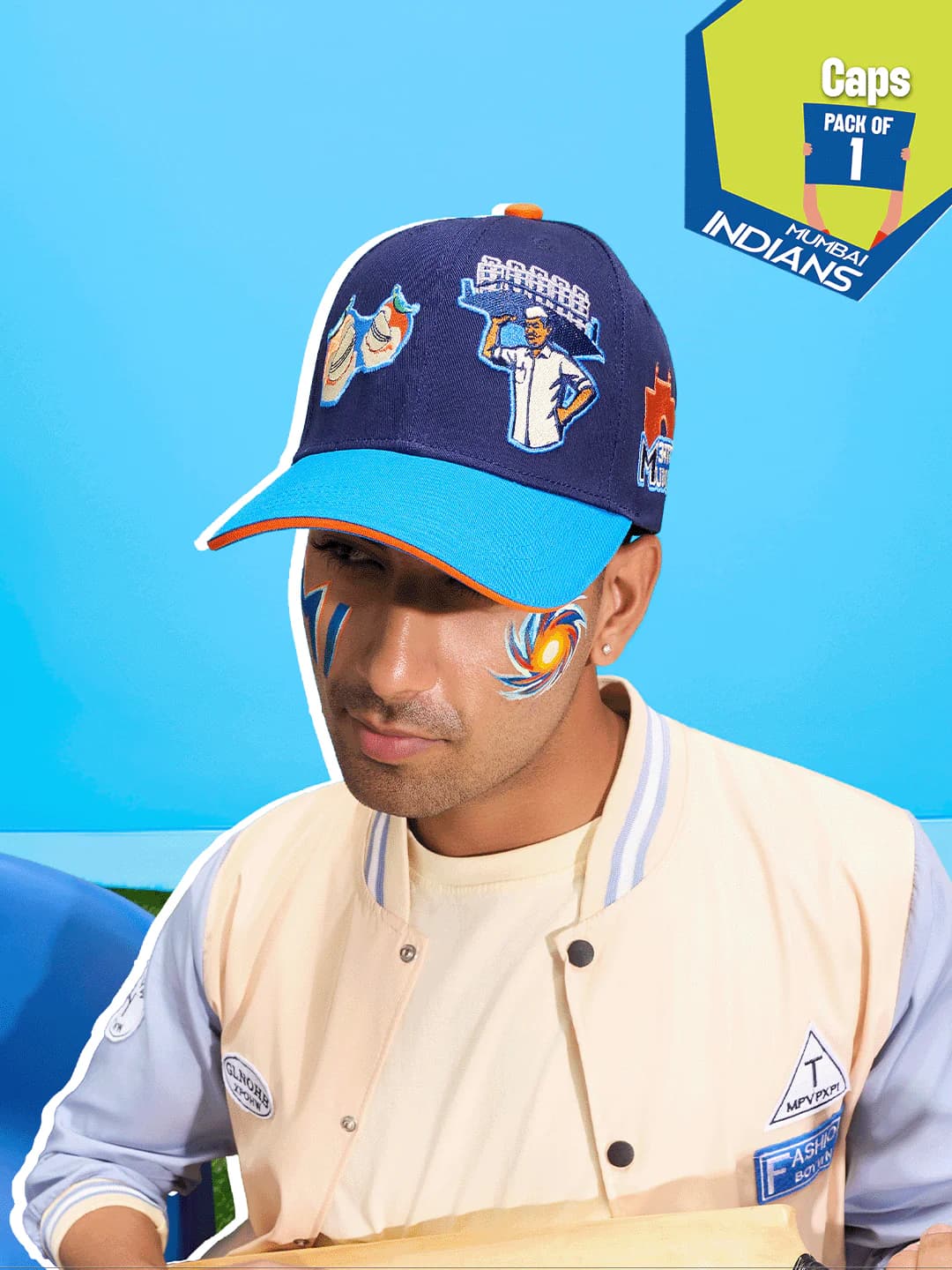 Hexafun x Mumbai Indians Maximum City Unisex Blue Cap - Pack of 1