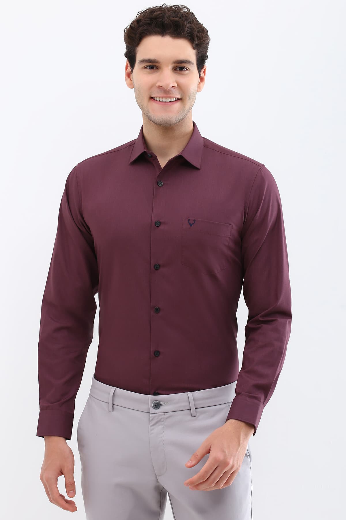 Men's Red Casual Solid Regular Fit Full Sleeves Shirt