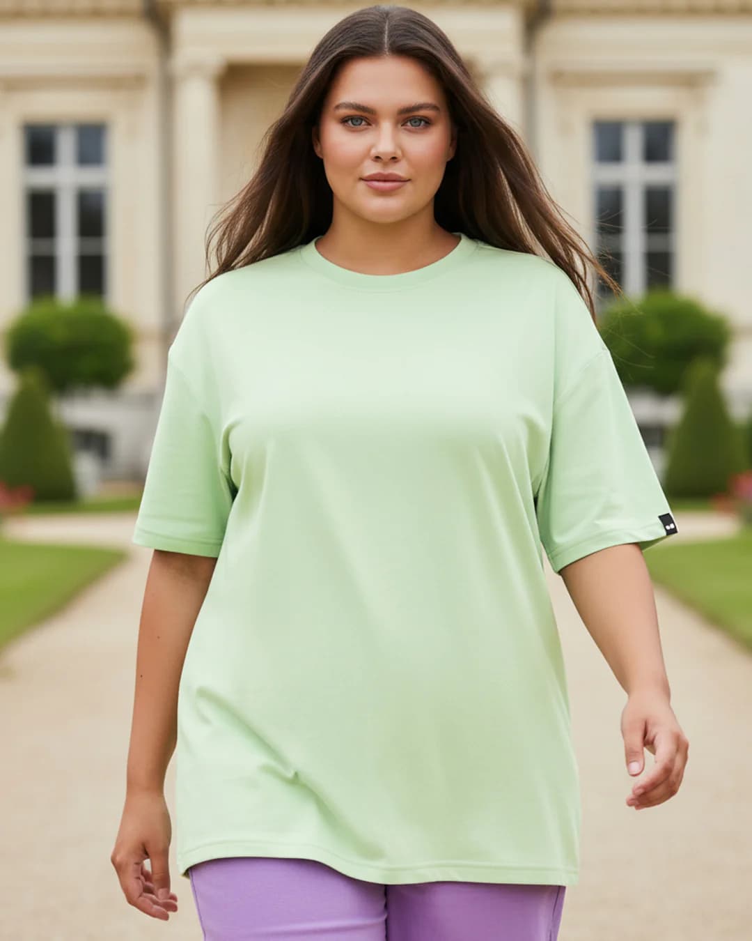 Women's Green Oversized Plus Size Tshirt