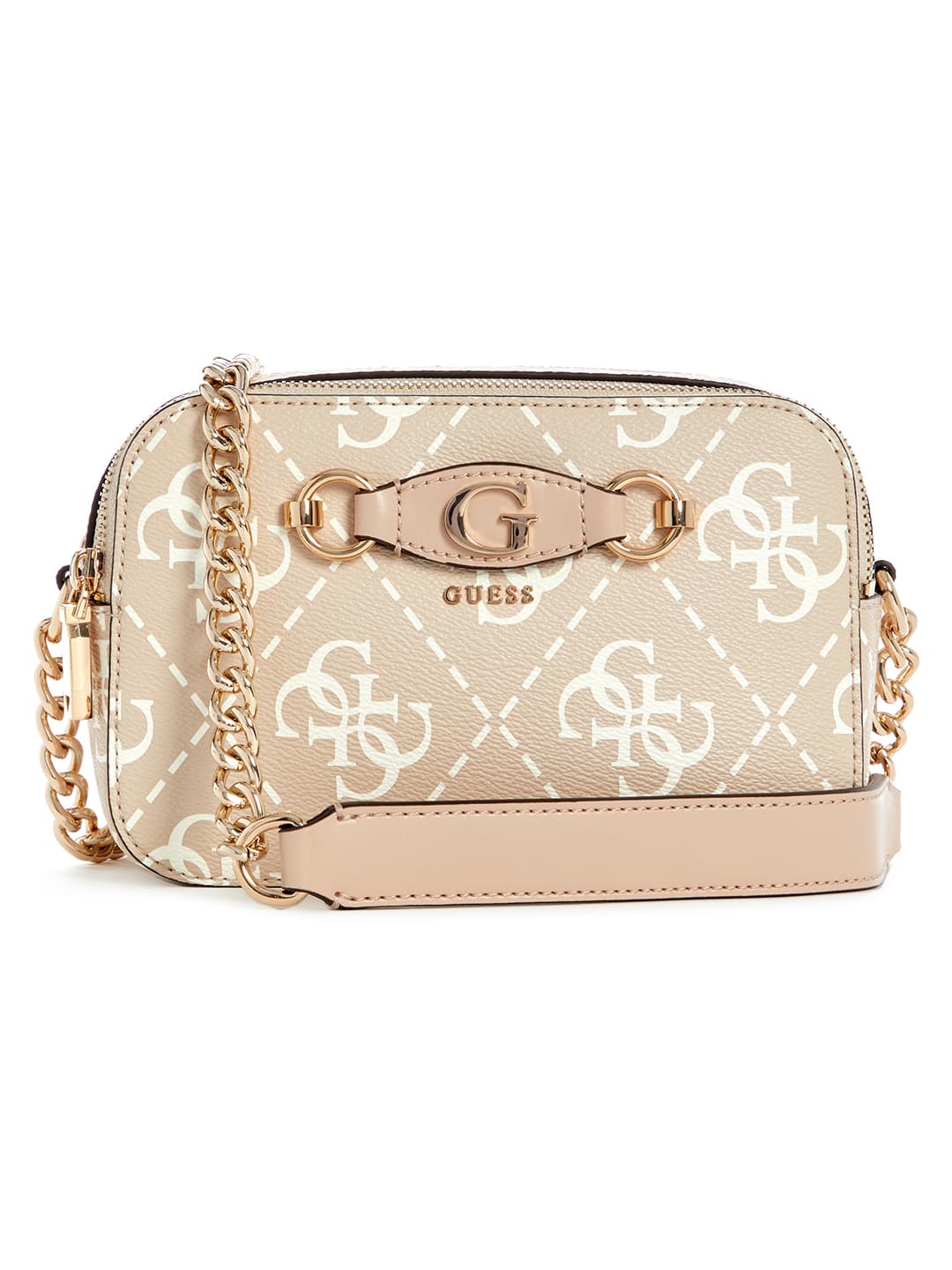 Women's Beige Sand Logo Printed Izzy Crossbody Camera Bag