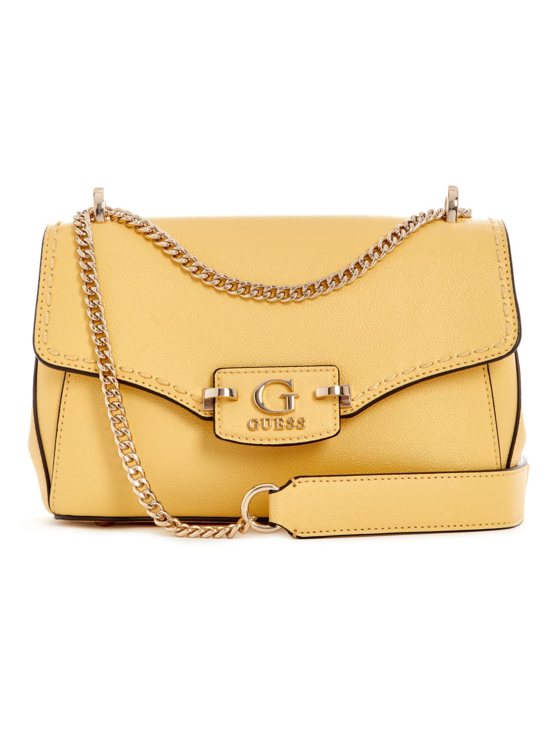 Women's Yellow Cornsilk Solid Nastra Convertible Flap Crossbody Bag