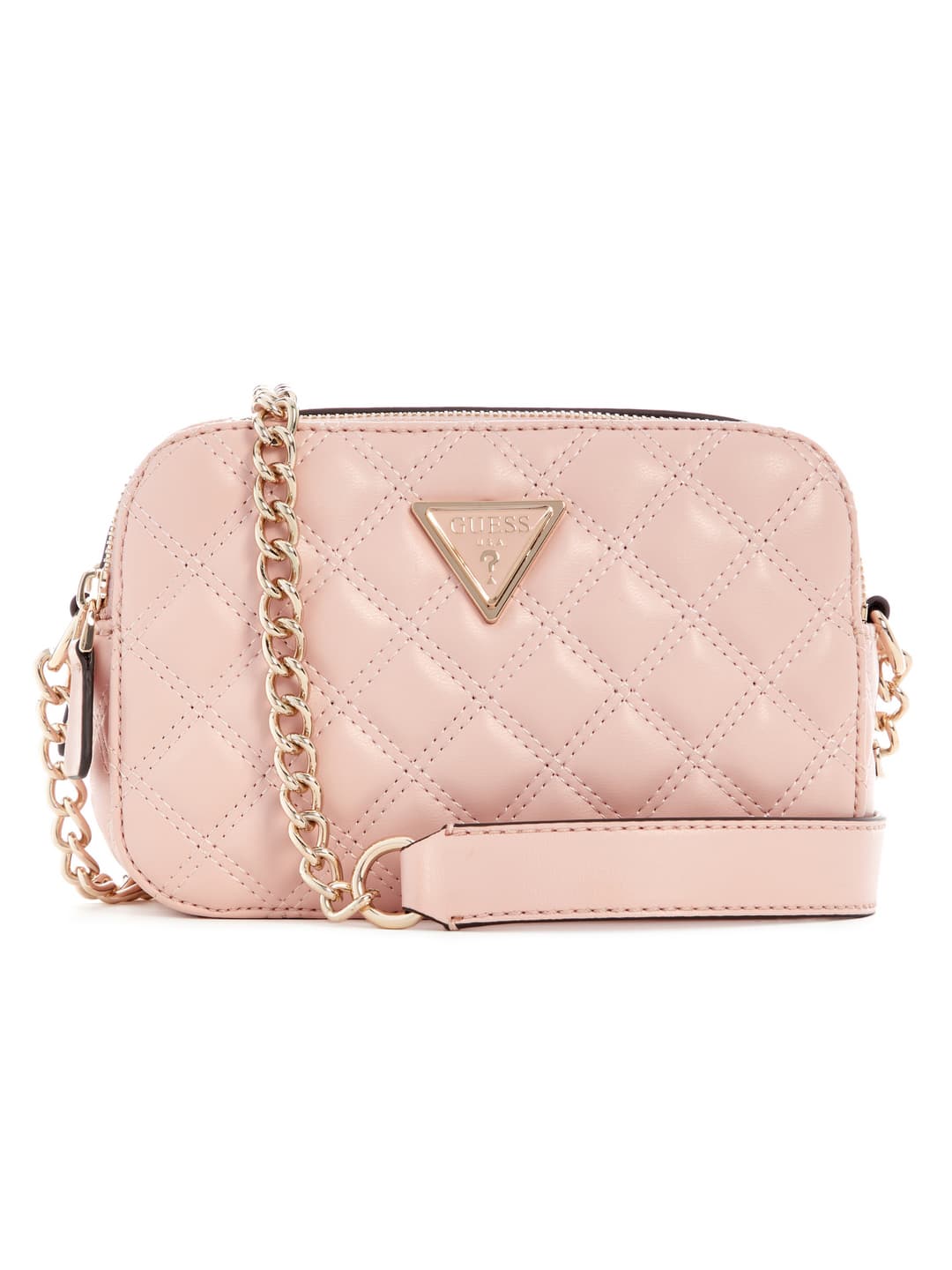 Women's Pink Peony Quilted Polyurethane Giully Camera Shoulder Bag