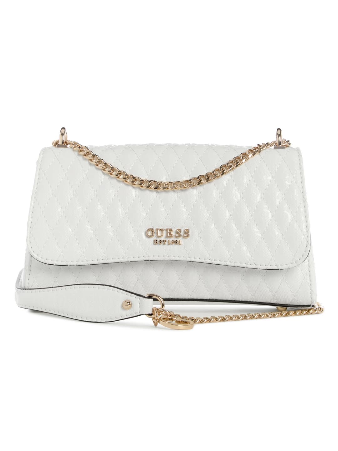 Women's White Quilted Polyurethane Betula Convertible Crossbody Bag