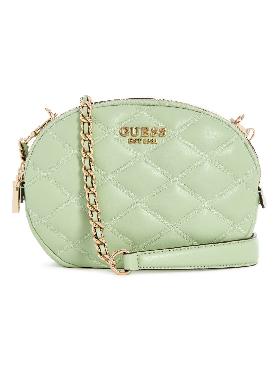 Women's Green Celadon Quilted Tamsin Double Zip Crossbody Bag