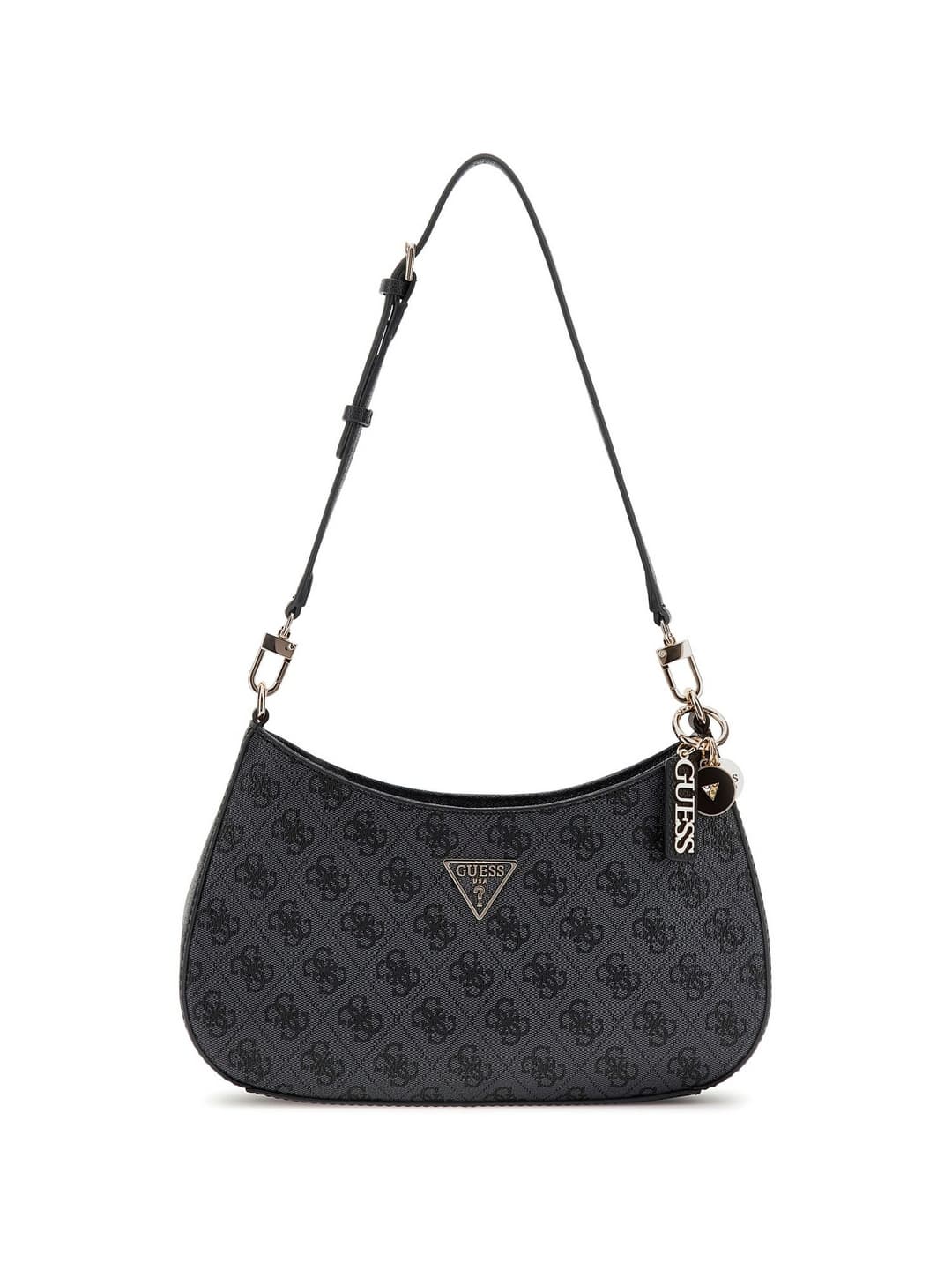 Women's Grey Logo Printed Noelle Top Zip Shoulder Bag