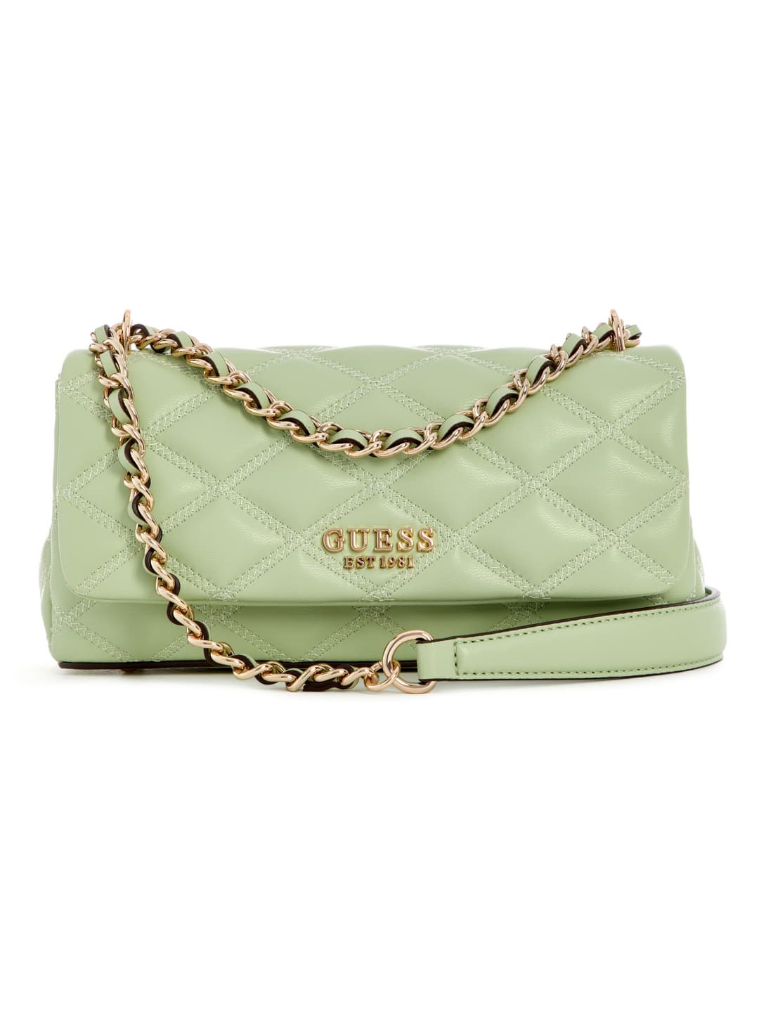 Women's Green Celadon Quilted Tamsin Convertible Flap Crossbody Bag