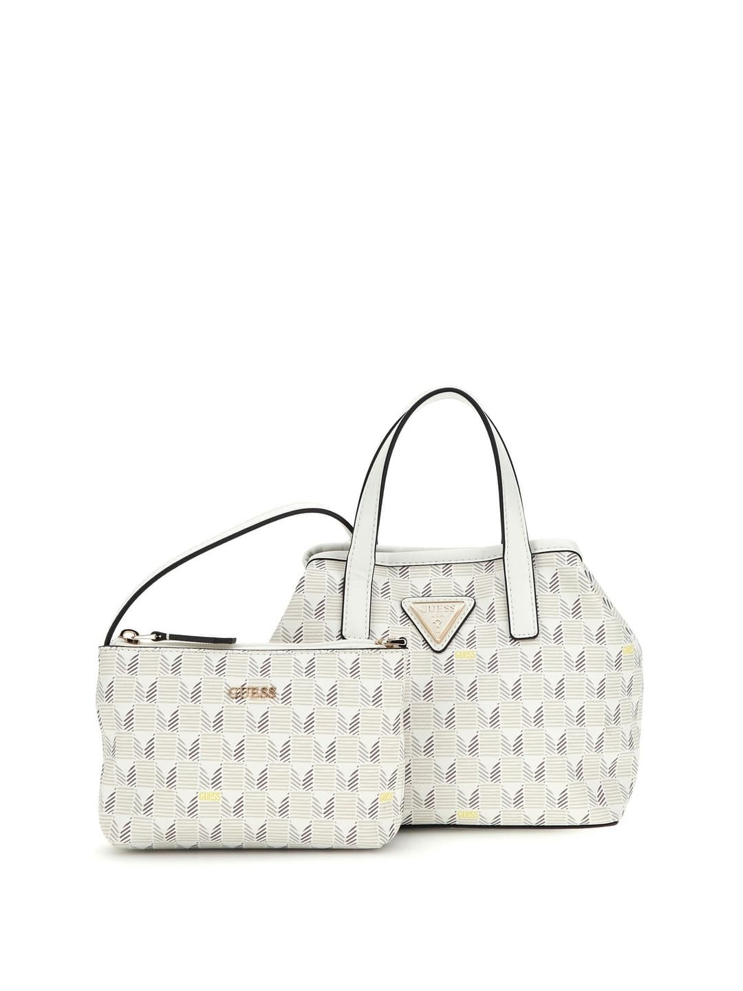 Women's White Stone Logo Printed Wave Mini Tote Bag