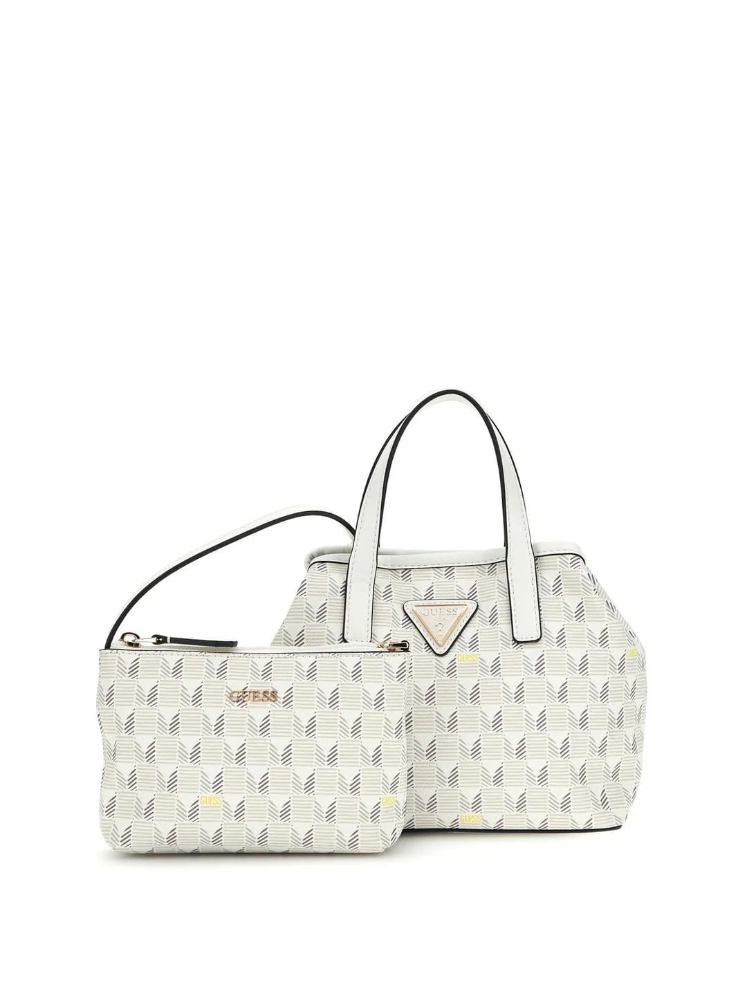 Women's White Stone Logo Printed Wave Mini Tote Bag