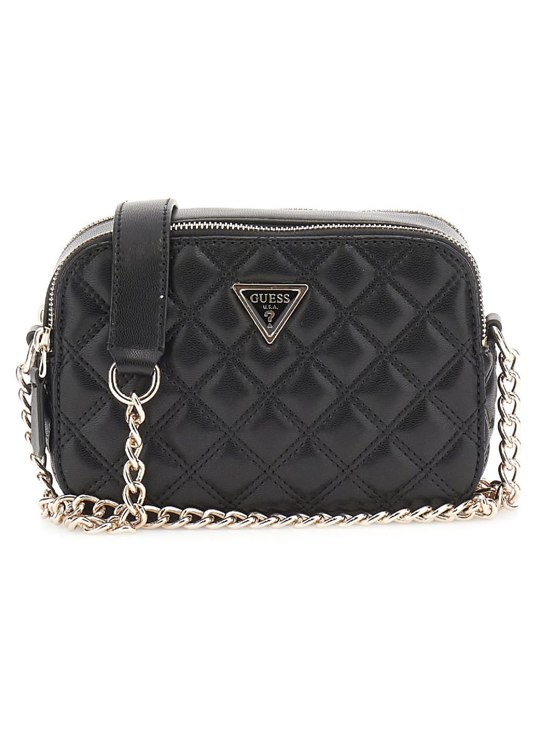 Women's Black Quilted Adelasia Camera Crossbody Bag