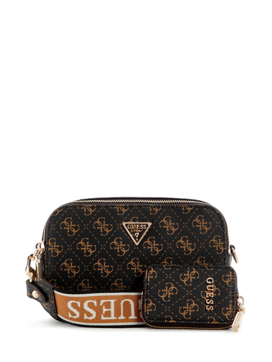 Women's Black Logo Printed Latona Camera Crossbody Bag