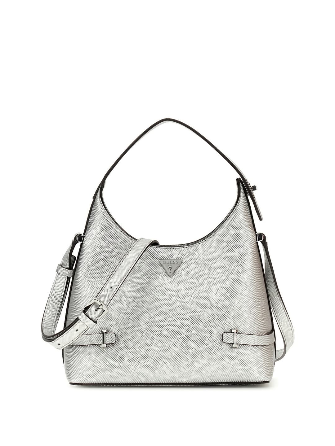 Women's Silver Solid Rosalba Small Hobo Bag