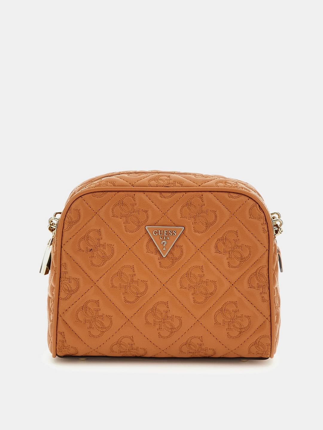 Women's Brown Caramel Quilted Adelasia Camera Crossbody Bag