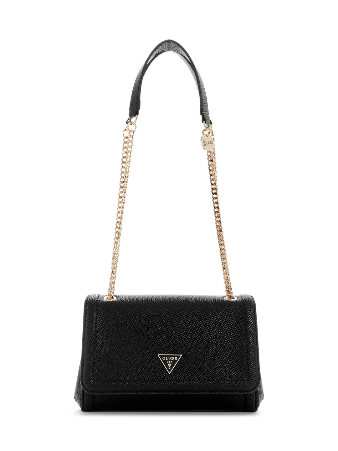 Women's Black Textured Noelle Convertible Flap Crossbody Bag
