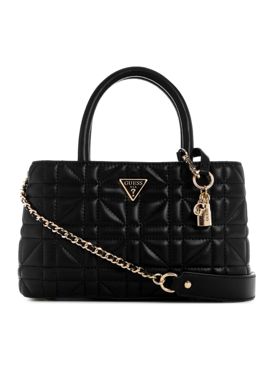 Women's Black Quilted Edita Elite Satchel Bag