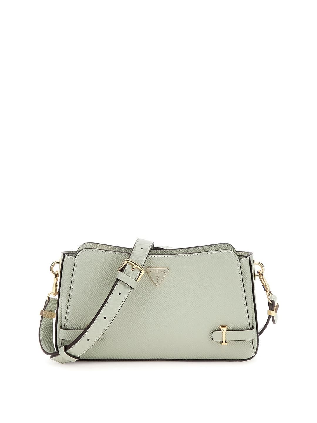 Women's Sage Green Textured Rosalba Top Zip Crossbody Bag