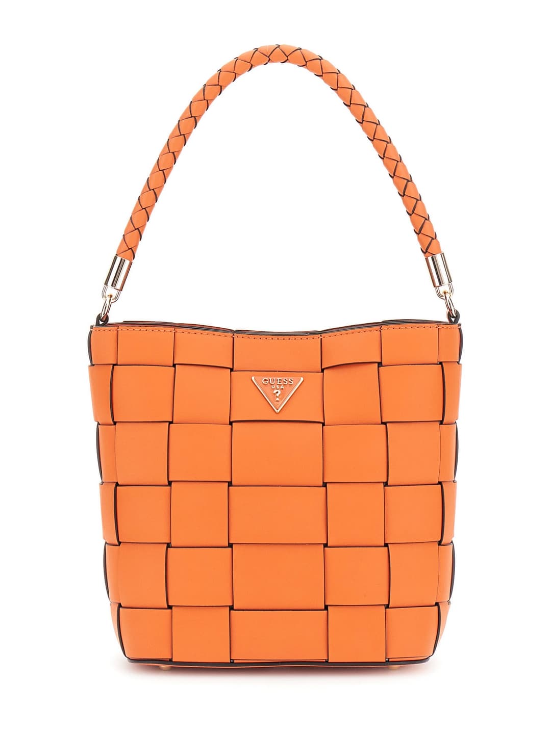 Women's Orange Textured Maylee Bucket Handheld Bag