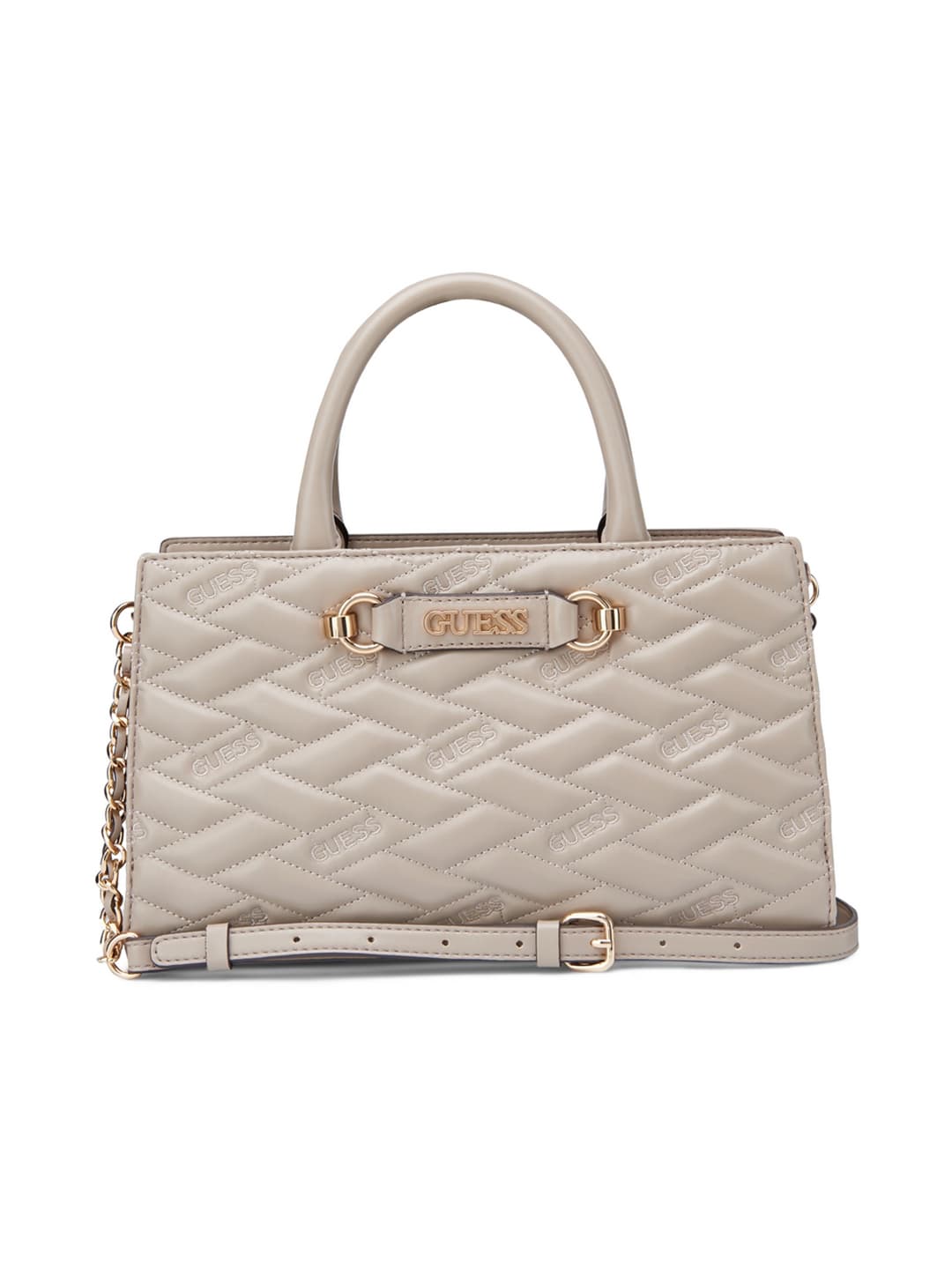 Women's Taupe Beige Quilted Briella Satchel Bag