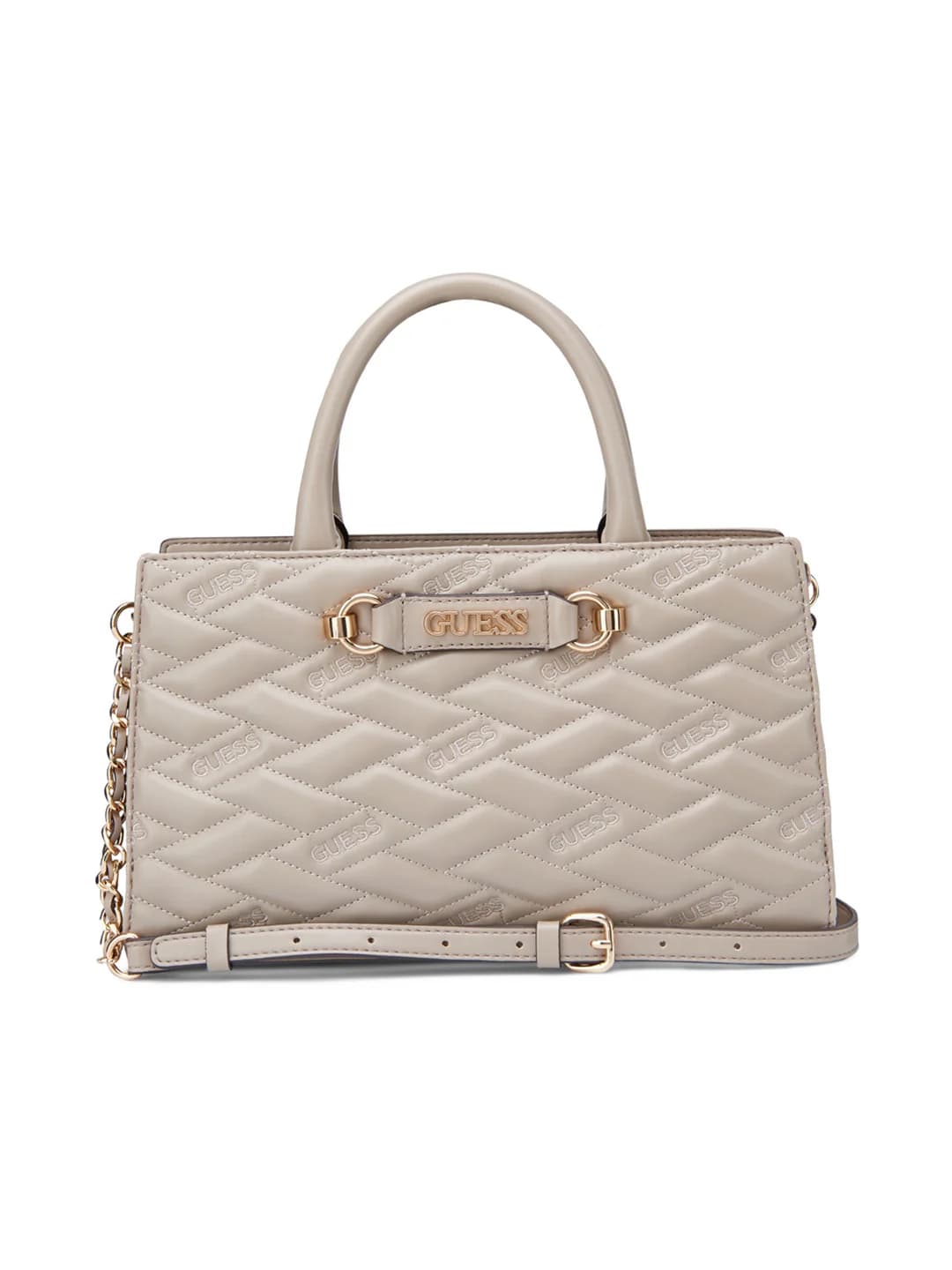 Women's Taupe Beige Quilted Briella Satchel Bag