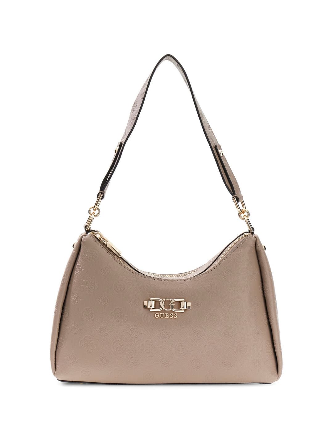 Women's Beige Textured Logo Anise Shoulder Bag