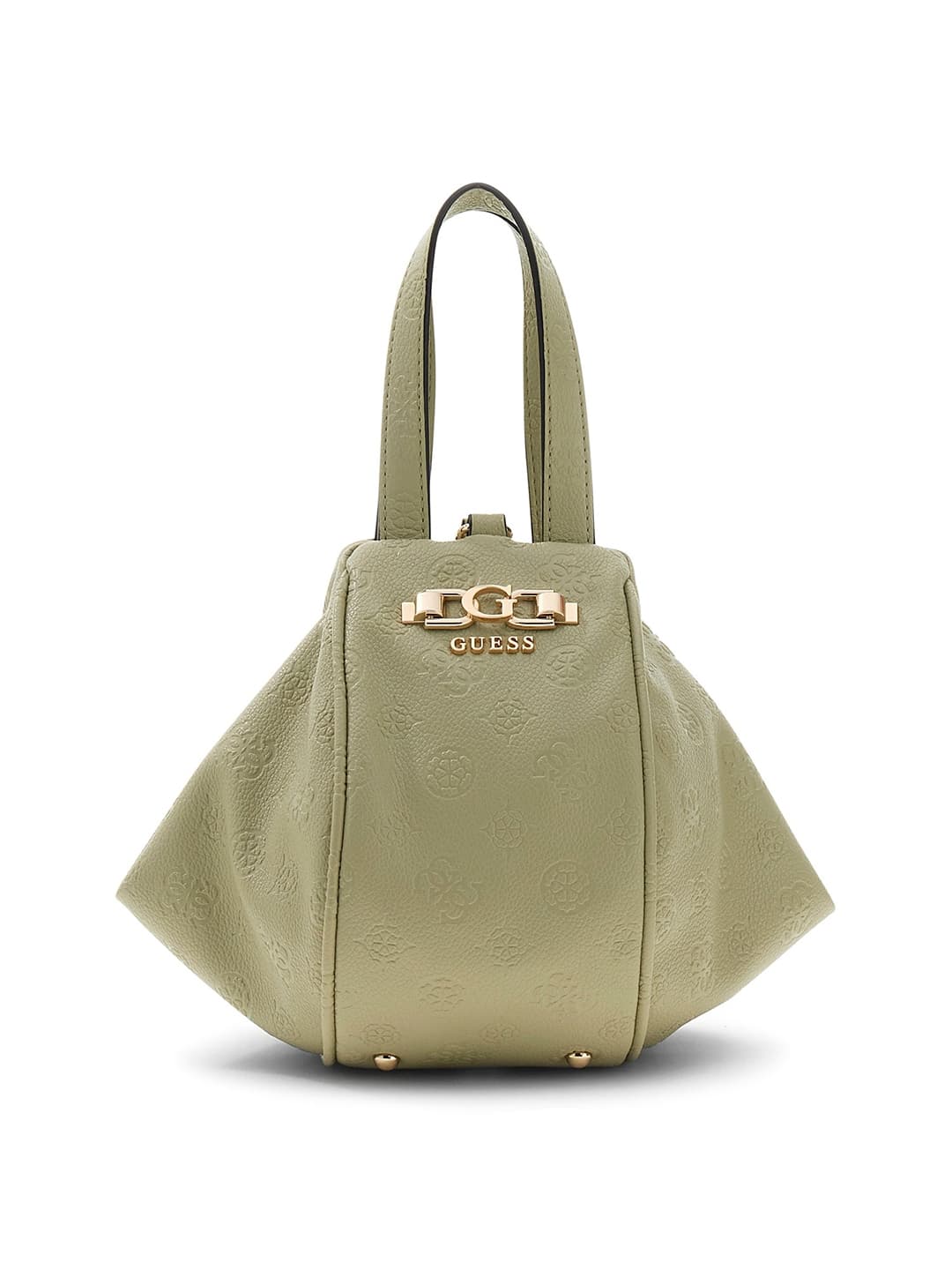 Women's Sage Green Logo Textured Pu Anise Handheld Bag