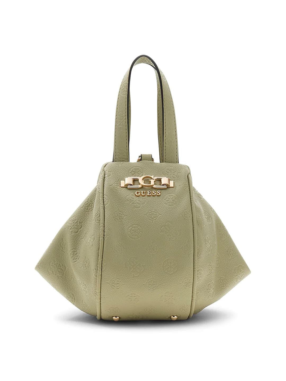 Women's Sage Green Logo Textured Pu Anise Handheld Bag