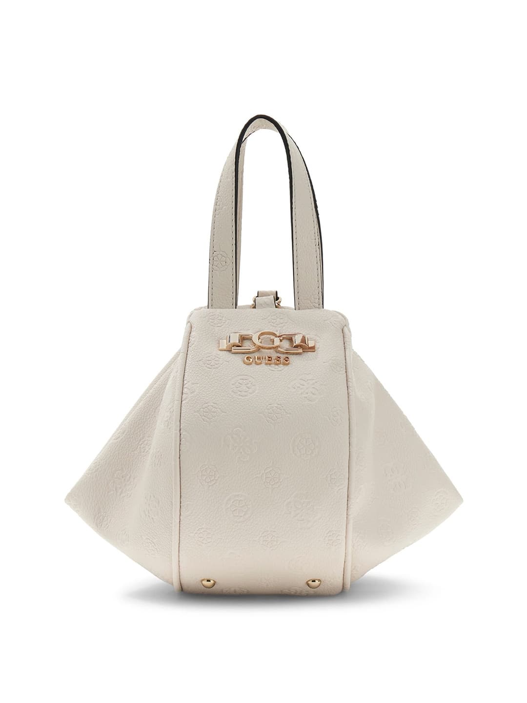Women's White Stone Logo Textured Pu Anise Handheld Bag