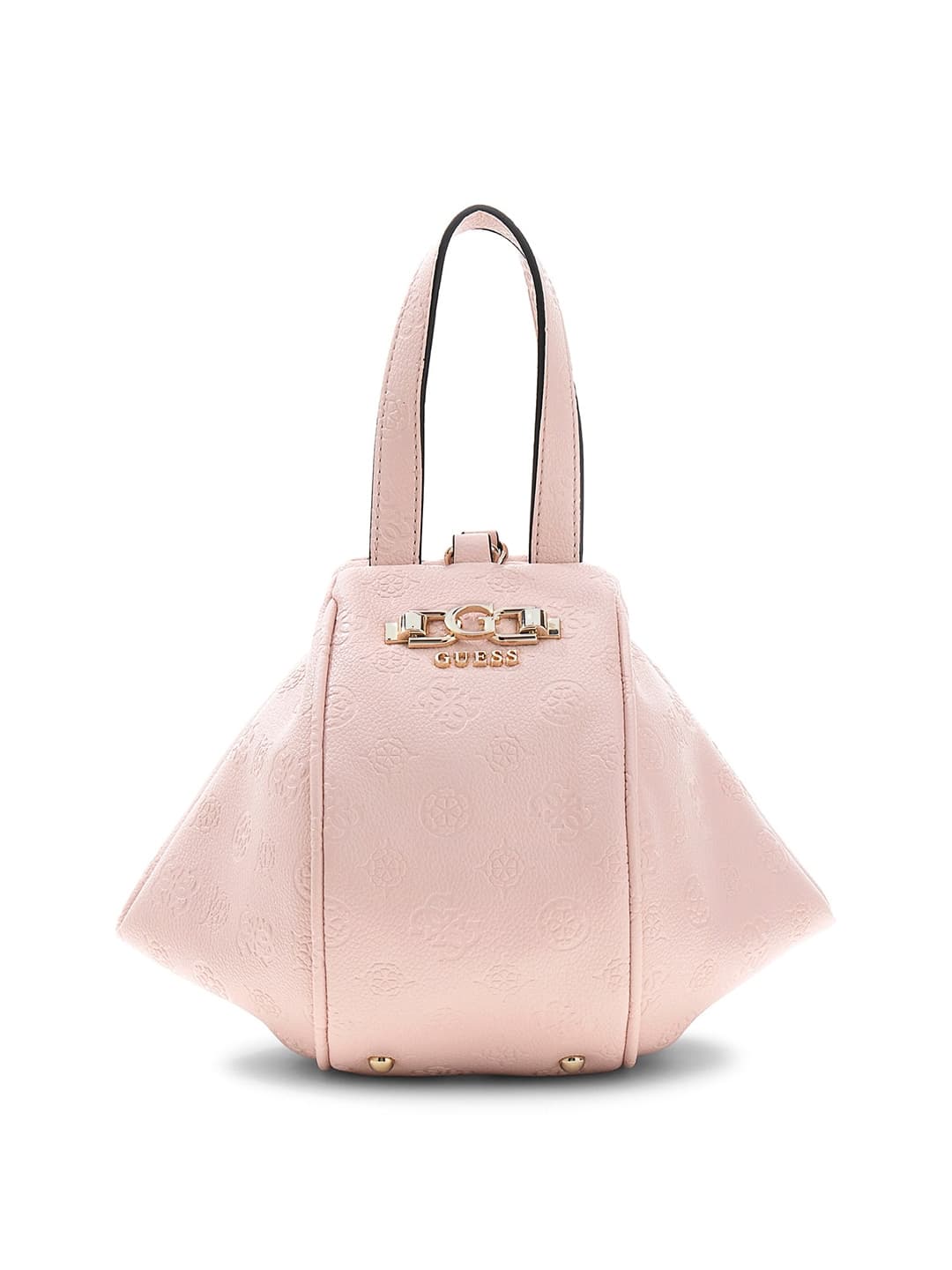 Women's Light Rose Pink Logo Textured Pu Anise Handheld Bag