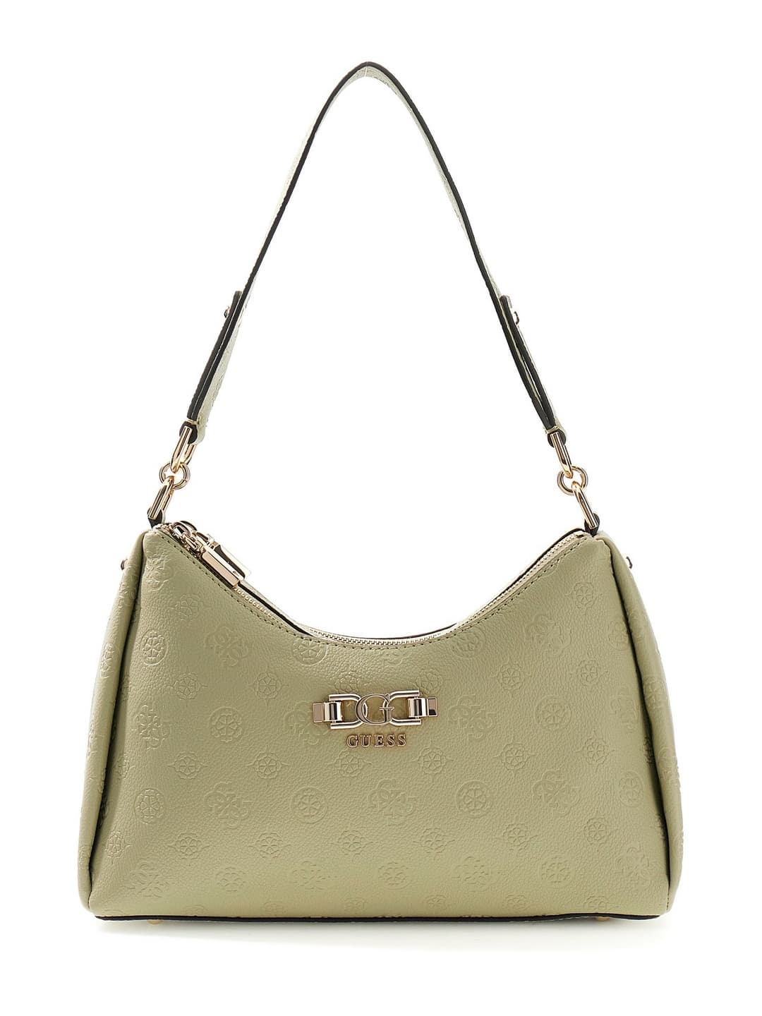 Women's Green Textured Logo Anise Shoulder Bag