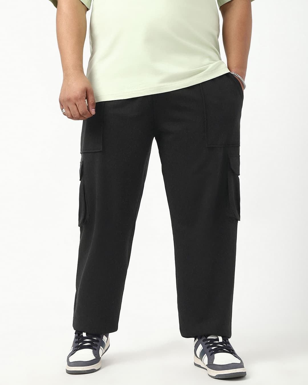 Men's Black Baggy Fit Plus Size Cargo Joggers