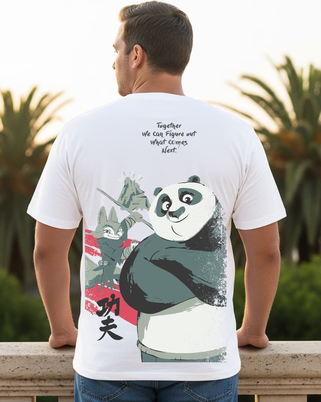 Men's White The Real Warrior Graphic Printed Plus Size Tshirt